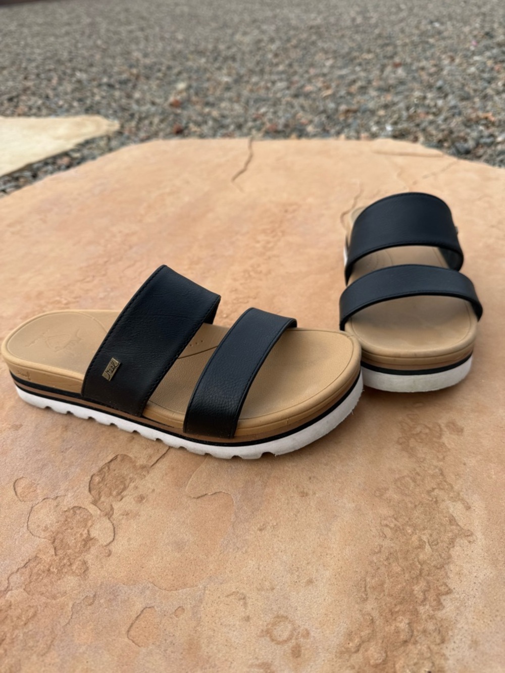 Reef Women’s Black Double-Strap Slide Sandals